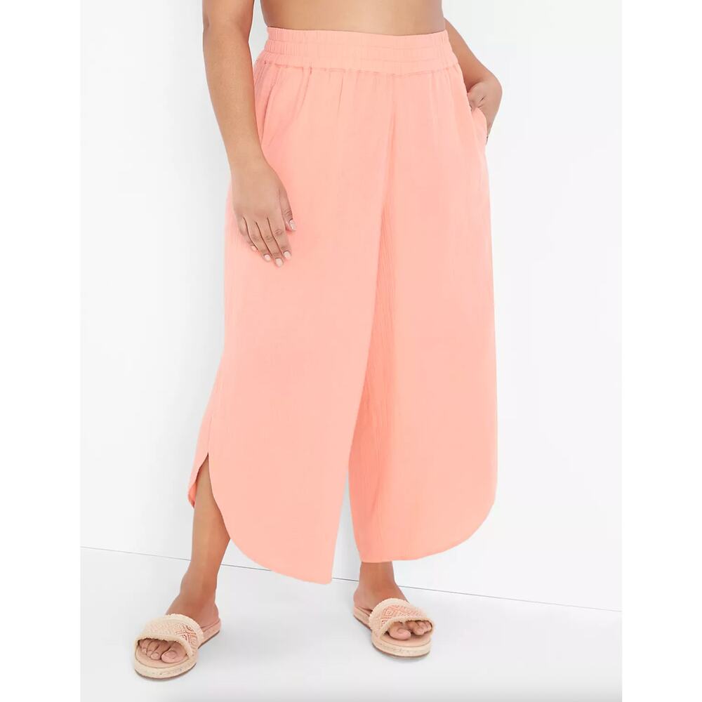 NWT Lane Bryant Gauze Split Wide Leg Beach Pant Desert Flower Plus Size 26